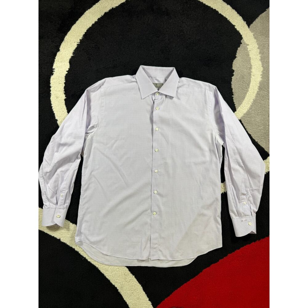 Canali Dress Shirt Mens 44 17 1/2 Light Pink Long Sleeve Shirt Preppy Italy